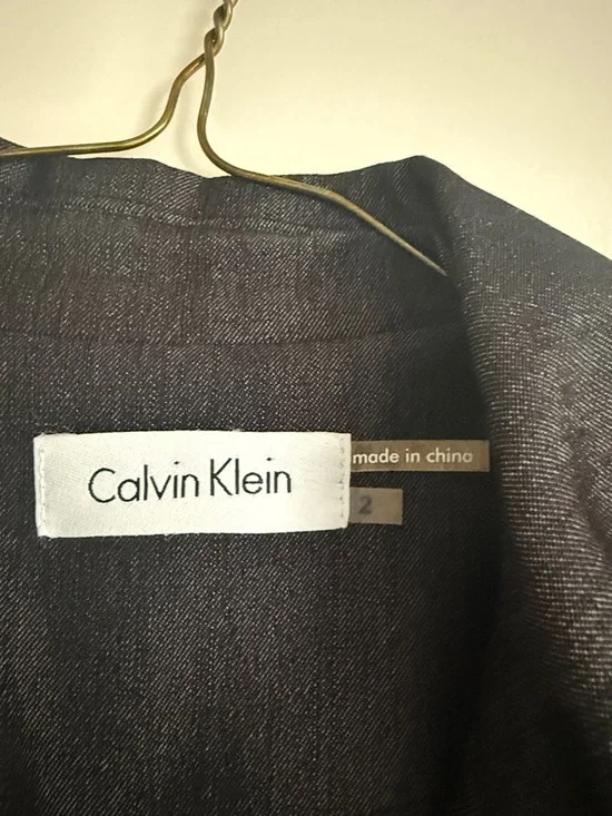 Calvin Klein Black Sleeveless Button-Front Midi Dress with Tie Belt - Picture 2 of 3